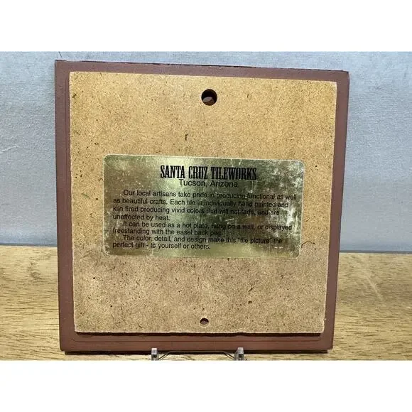 Vintage Santa Cruz Tileworks Decorative Tile Wall Tile Terracotta Cactus Southwe - Picture 4 of 5